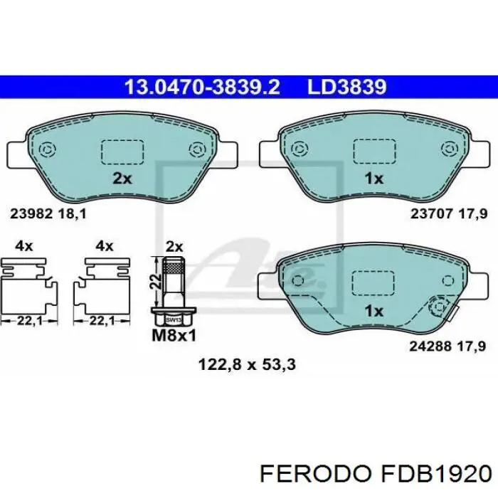 Тормозные колодки Ferodo FDB1920
