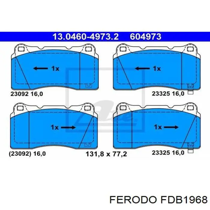 Передние тормозные колодки FDB1968 Ferodo