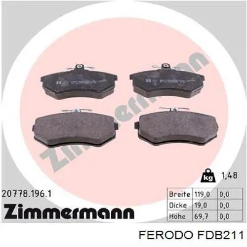 FDB211 Ferodo Колодки передние