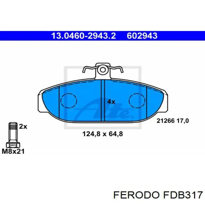 FDB317 Ferodo колодки тормозные передние дисковые