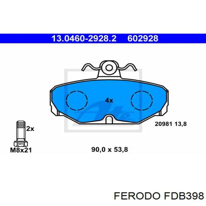Колодки дисковые  Ferodo FDB398 цена, от 14.33 USD