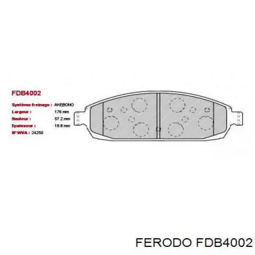 Передние тормозные колодки FDB4002 Ferodo