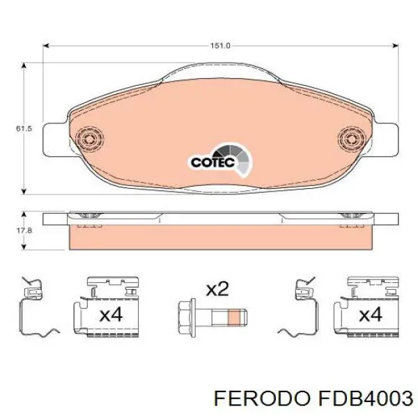 Купить FDB4003 Ferodo Колодки тормозные