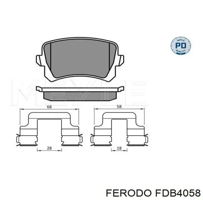Задние тормозные колодки FDB4058 Ferodo