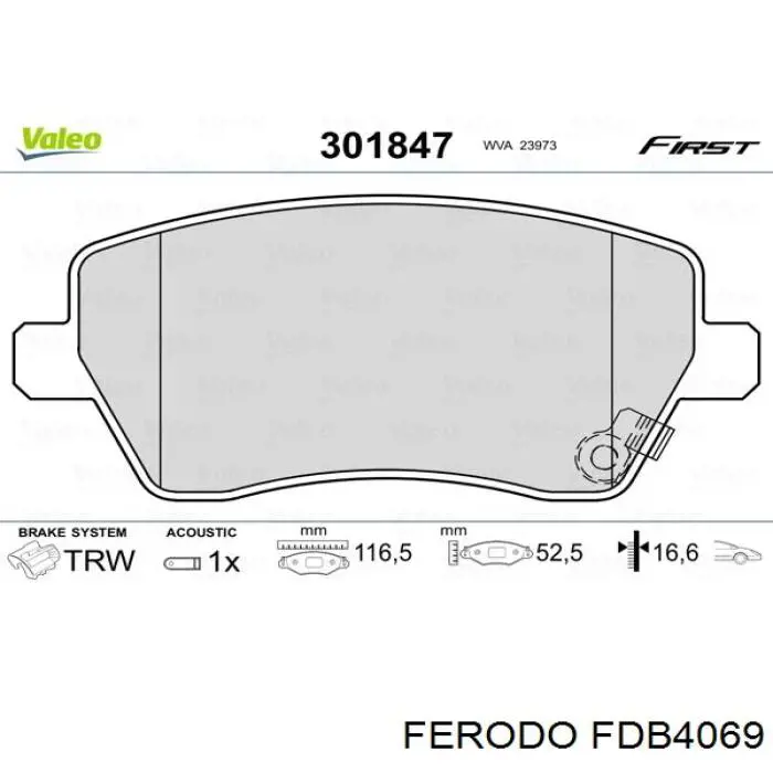 Тормозные колодки Ferodo FDB4069
