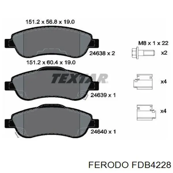 Передние тормозные колодки FDB4228 Ferodo
