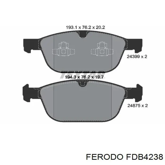 Передние тормозные колодки FDB4238 Ferodo
