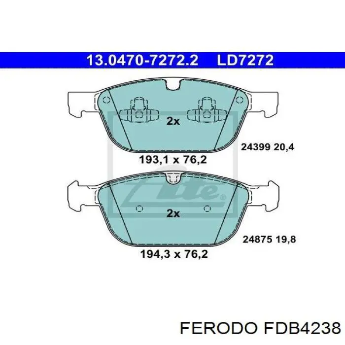 Тормозные колодки Ferodo FDB4238