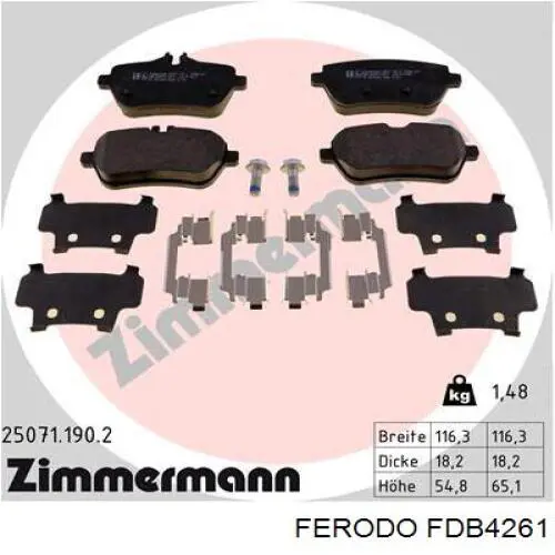 Задние тормозные колодки FDB4261 Ferodo