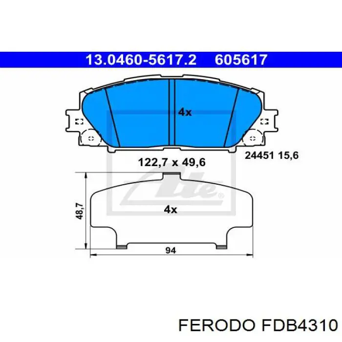 Купить FDB4310 Ferodo Колодки тормозные