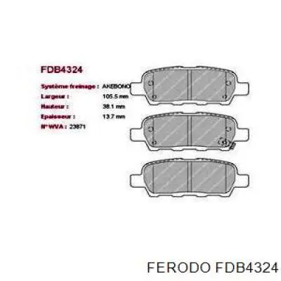Купить FDB4324 Ferodo Колодки тормозные задние, дисковые