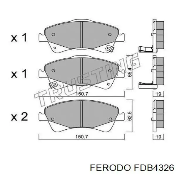 Передние тормозные колодки FDB4326 Ferodo