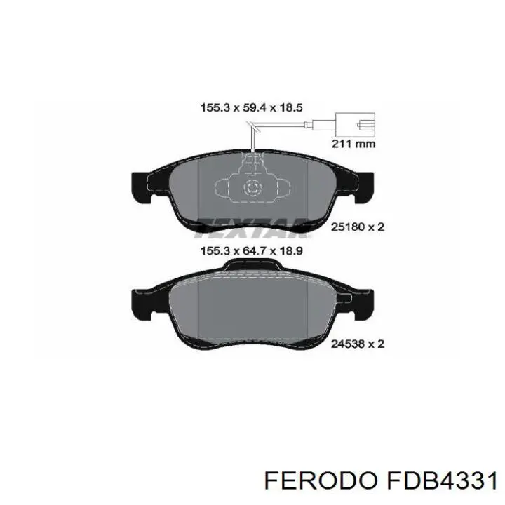 FDB4331 Ferodo Колодки передние