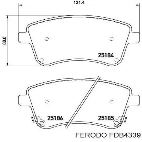 Передние тормозные колодки FDB4339 Ferodo
