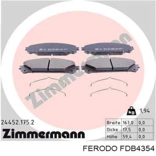 Тормозные колодки Ferodo FDB4354