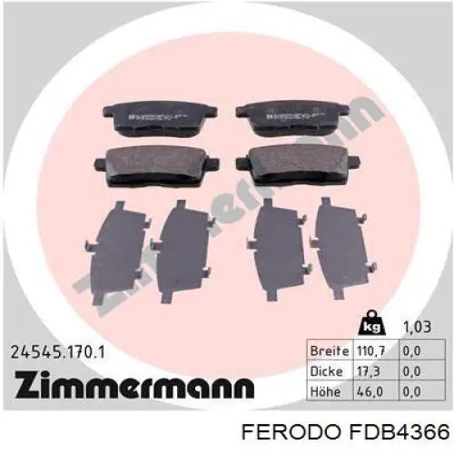 Колодки дисковые  Ferodo FDB4366 цена, от 33.21 USD