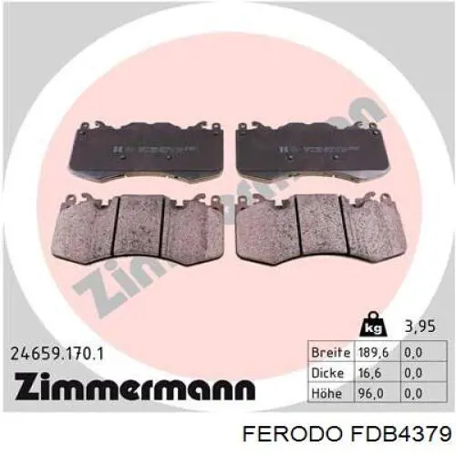 Передние тормозные колодки FDB4379 Ferodo