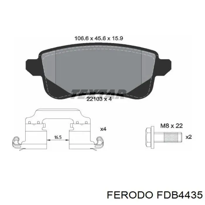 Колодки дисковые  Ferodo FDB4435 цена, от 30.48 USD