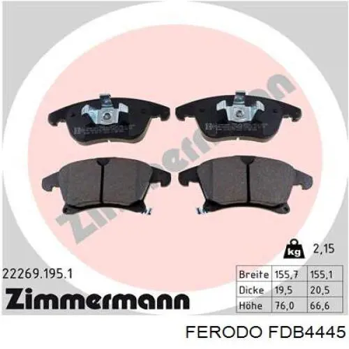 FDB4445 Ferodo Колодки передние