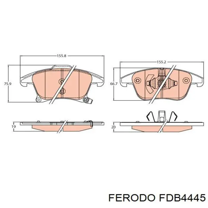 Pastillas de freno delanteras FDB4445 Ferodo