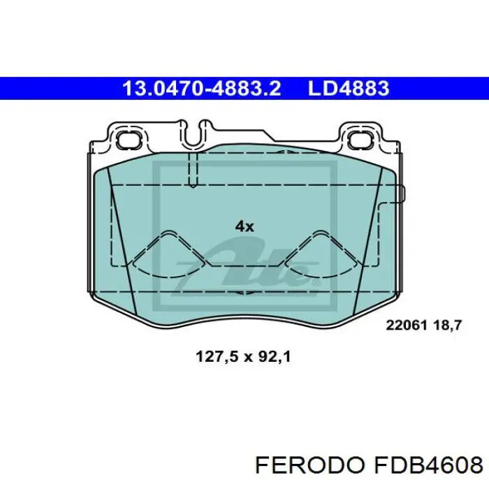 Передние тормозные колодки FDB4608 Ferodo