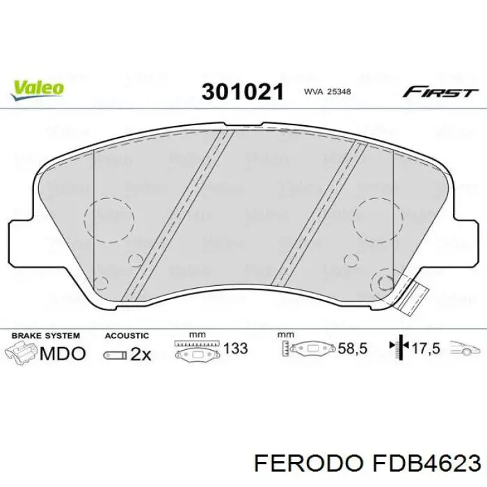 Передние тормозные колодки FDB4623 Ferodo