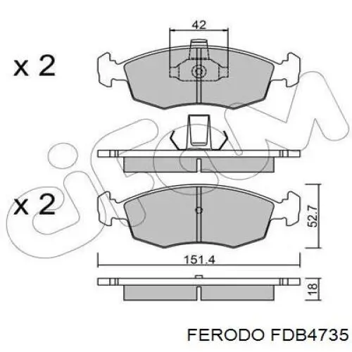 FDB4735 Ferodo колодки тормозные передние дисковые