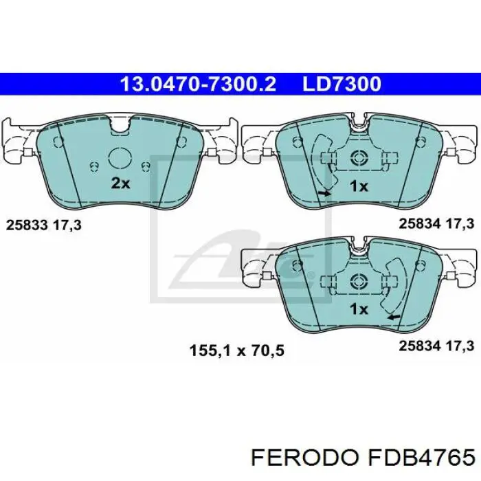 Купить FDB4765 Ferodo Колодки тормозные