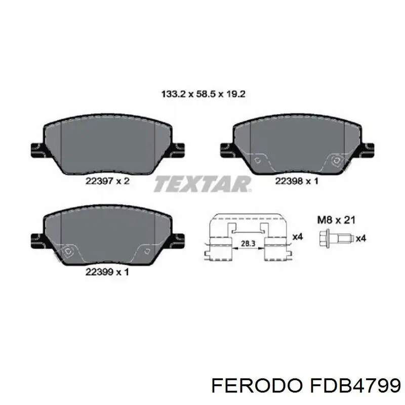 Купить FDB4799 Ferodo Колодки тормозные