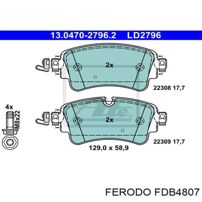 FDB4807 Ferodo Колодки тормозные дисковые комплект