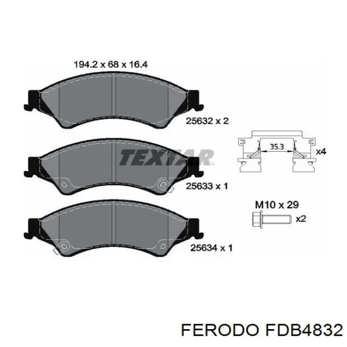 Pastillas de freno delanteras FDB4832 Ferodo