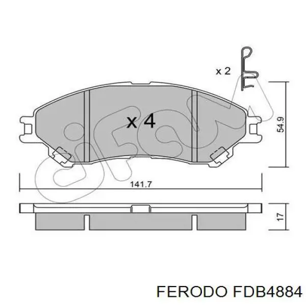 Передние тормозные колодки FDB4884 Ferodo