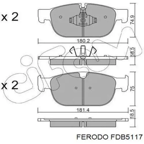 Купить FDB5117 Ferodo Колодки тормозные