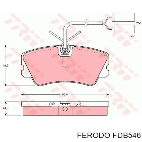 Передние тормозные колодки FDB546 Ferodo