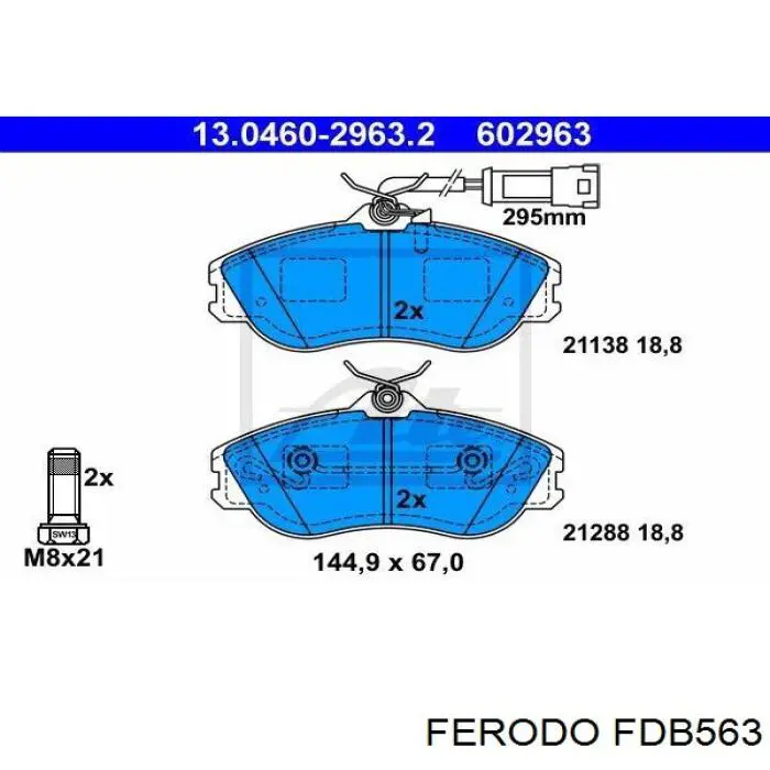 Передние тормозные колодки FDB563 Ferodo