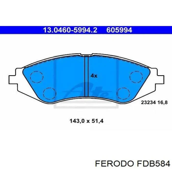 Купить FDB584 Ferodo Колодки тормозные