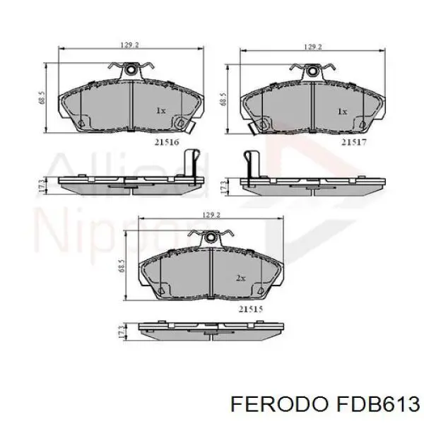 Передние тормозные колодки FDB613 Ferodo
