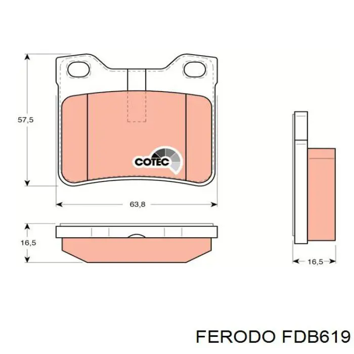 Задние тормозные колодки FDB619 Ferodo