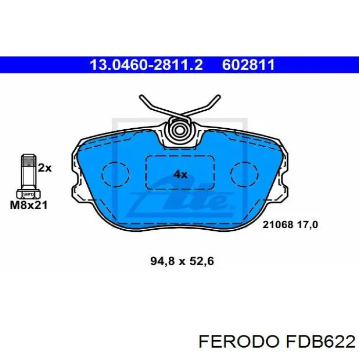 FDB622 Ferodo колодки тормозные передние дисковые
