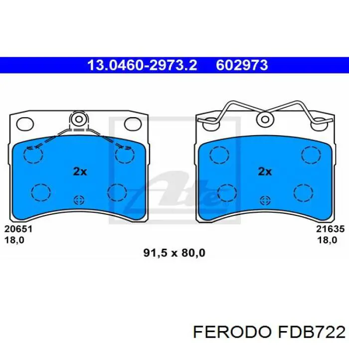 Передние тормозные колодки FDB722 Ferodo