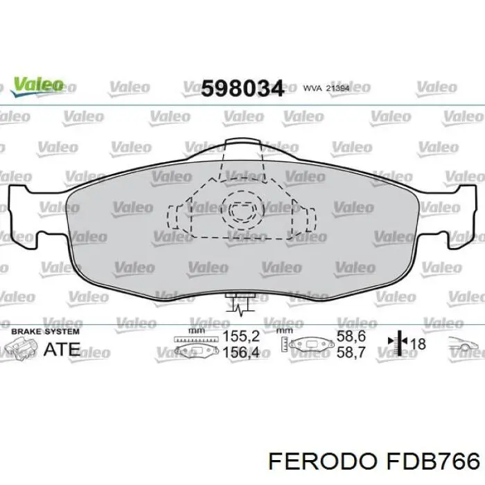 Купить FDB766 Ferodo Колодки тормозные