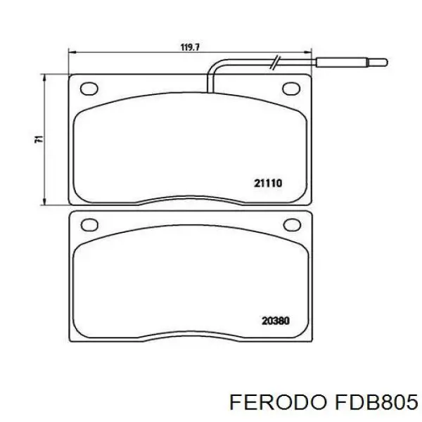 Передние тормозные колодки FDB805 Ferodo