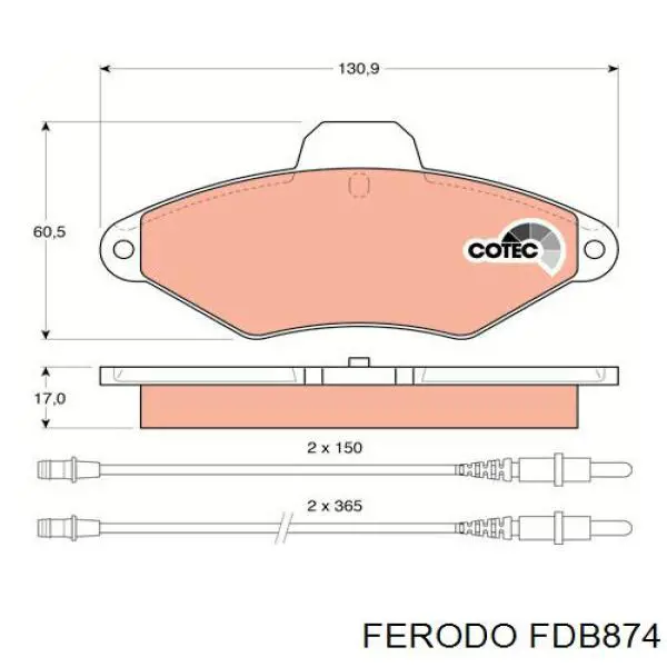 Передние тормозные колодки FDB874 Ferodo