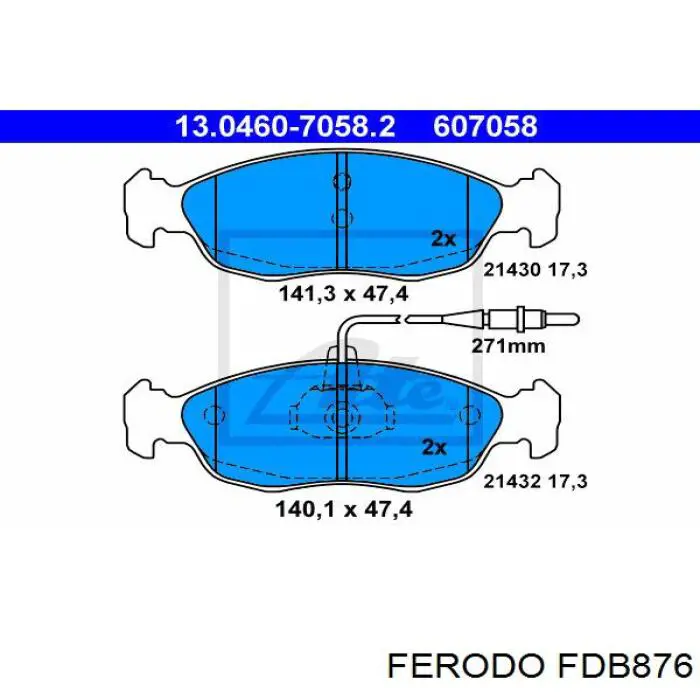 Передние тормозные колодки FDB876 Ferodo