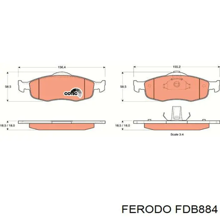 Передние тормозные колодки FDB884 Ferodo