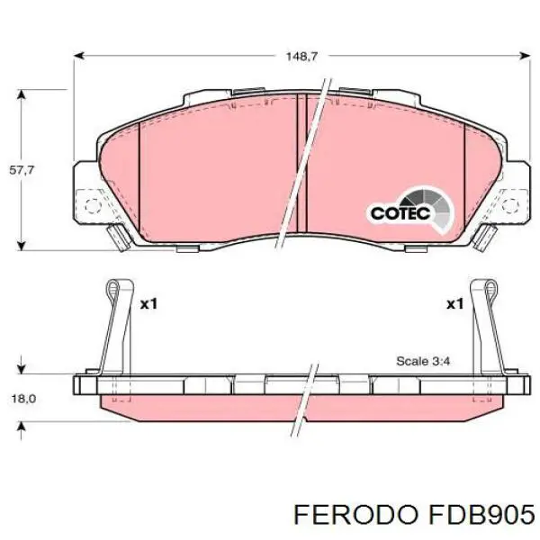 Колодки Ferodo FDB905 цена, от 26.66 USD