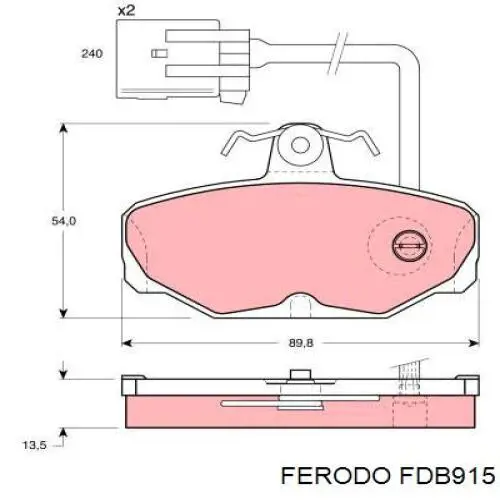 Задние тормозные колодки FDB915 Ferodo