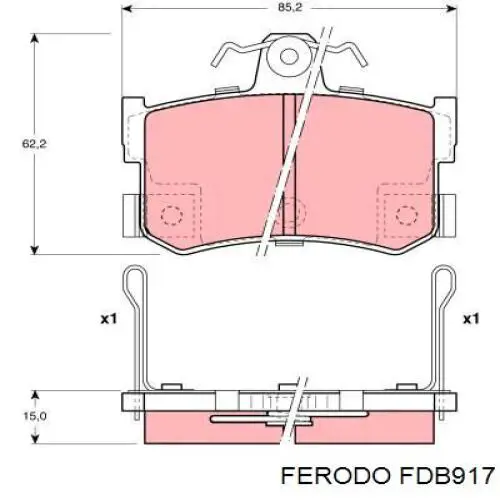 Pastillas de freno traseras FDB917 Ferodo