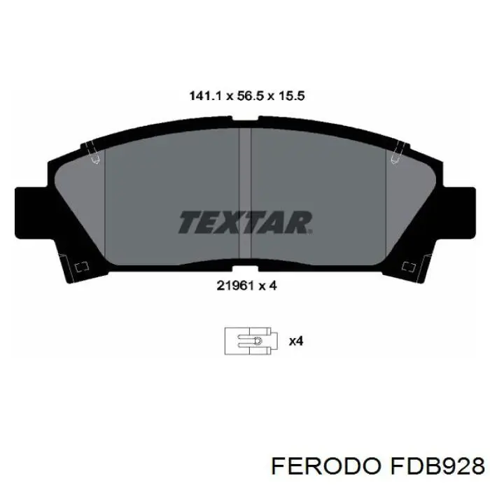 FDB928 Ferodo колодки тормозные передние дисковые