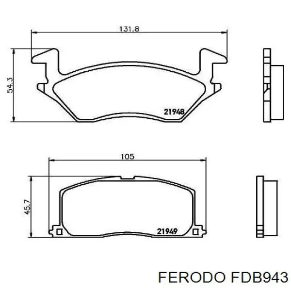 Передние тормозные колодки FDB943 Ferodo